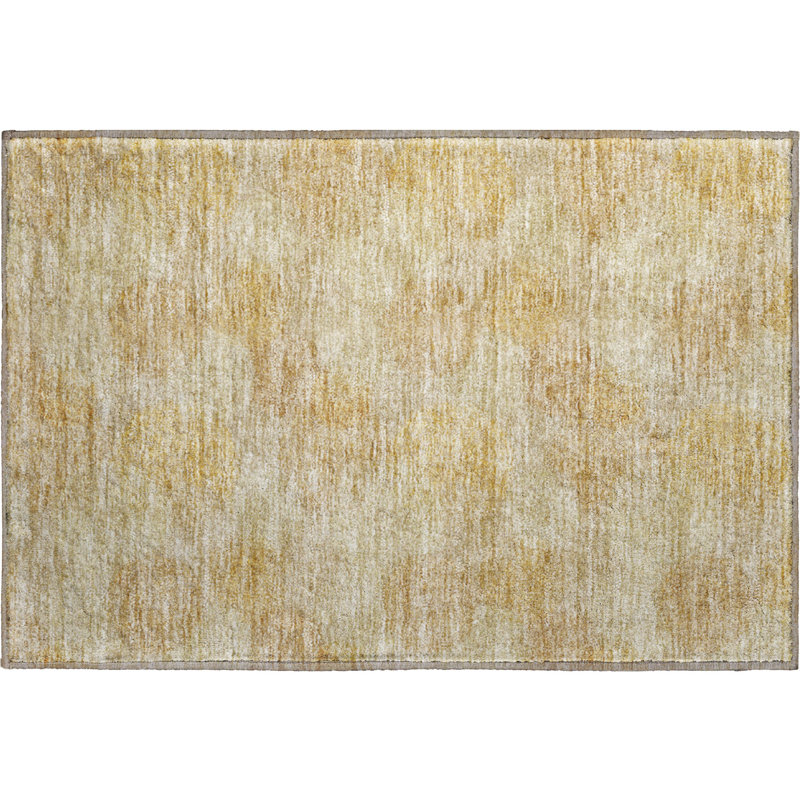 Premium Machine Washable Prisco Gold Rug, Rectangle 1'8" x 2'6"