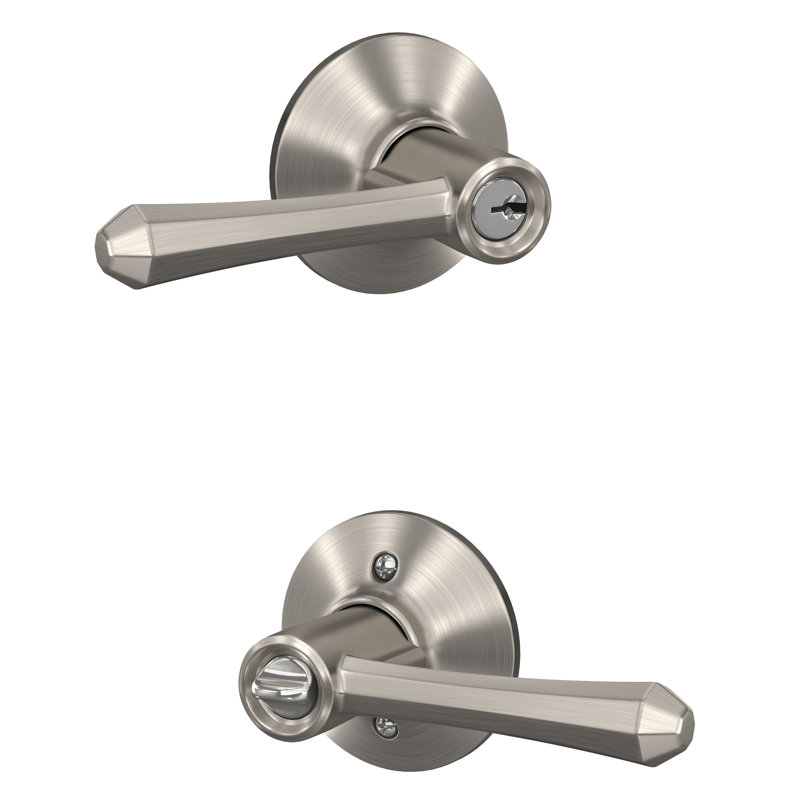 Dempsey Keyed Entry Lever with Plymouth Trim, Satin Nickel, Yes, Keyed Alike