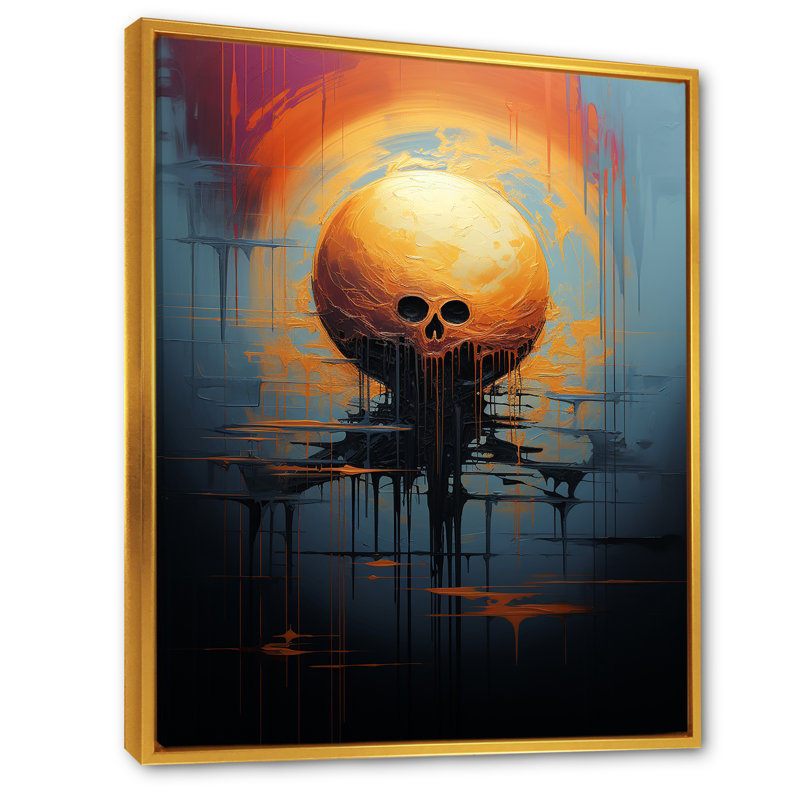 Yellow Sphere In Motion II - Abstract Shapes, art mural, Cadre flottant doré, H 44 po x l 34 po x P 1,5 po