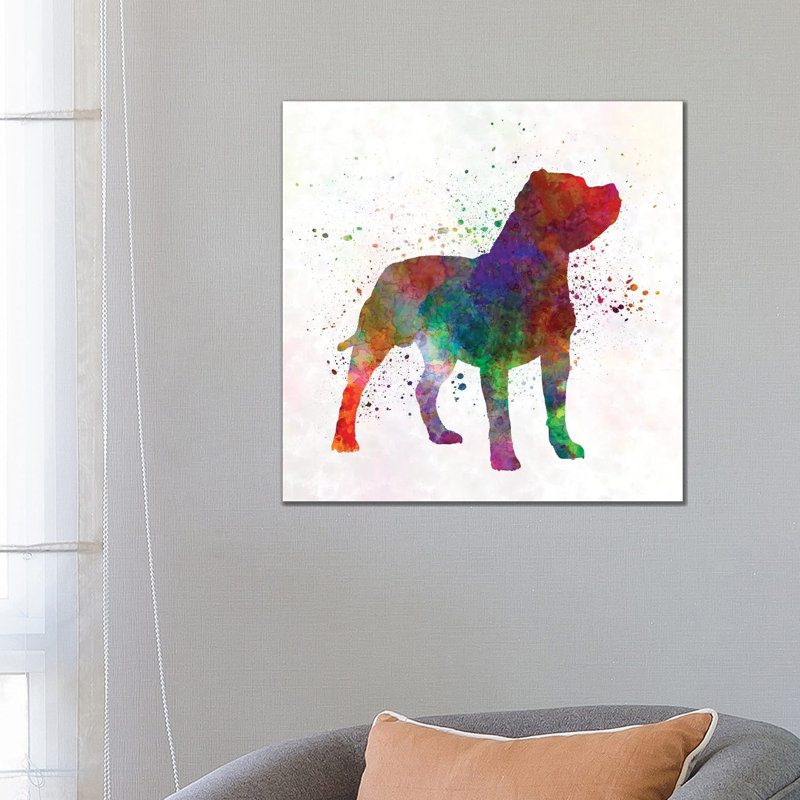 Staffordshire Bull Terrier In Watercolour by Paul Rommer - Wrapped Canvas Painting, 66.04 cm H x 66.04 cm W x 1.91 cm D