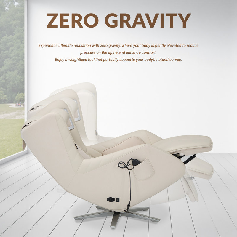 Heated Leather Chair with SL Track, Zero-Gravity Functionality, and Bluetooth Connectivity, White