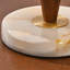 Petite lampe de table moderne en bois massif brun + métal + marbre avec abat-jour en lin pour le salon de la chambre à coucher, ampoule incluse