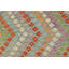 Tapis mauve / rouge / vert en laine tissé à la main à motif géométrique 6 pi 8 po x 9 pi 9 po Kemarie