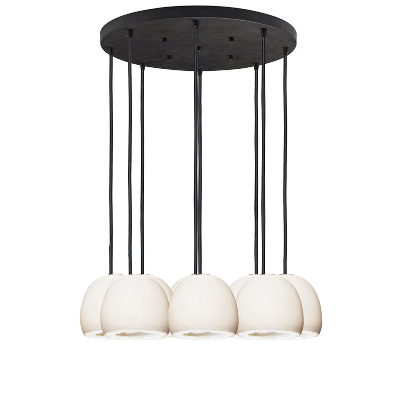 8 - Light Crystal Chandelier, 36" H x 24" W x 24" D, Black, White