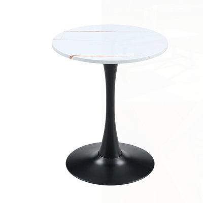 Round Dining Table, Circle Tulip Table With Thickened Tabletop & Metal Pedestal, Mid Century Modern Bistro Table For Kitchen, Small Places, Living Room, Cafe
