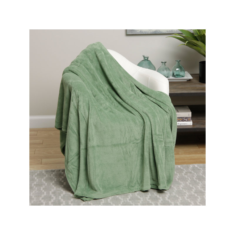 Couverture en micropeluche, Simple, Vert clair
