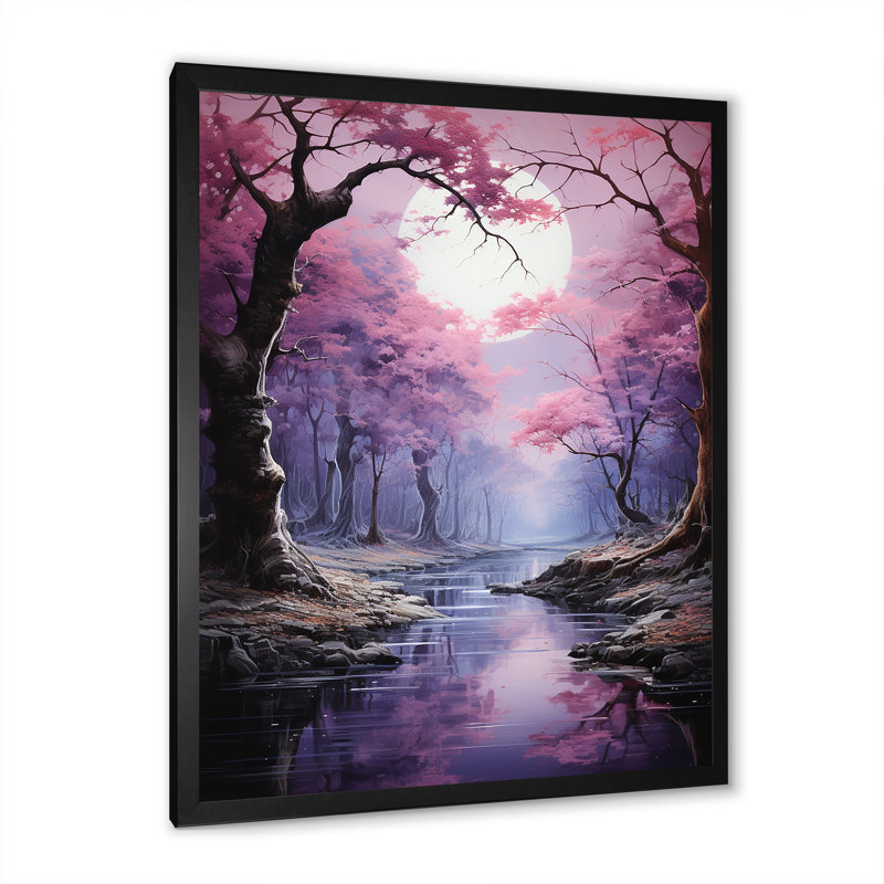 Érable sur fond améthyste sur toile, H 40 po x l 30 po x P 1,5 po, Cadre photo noir