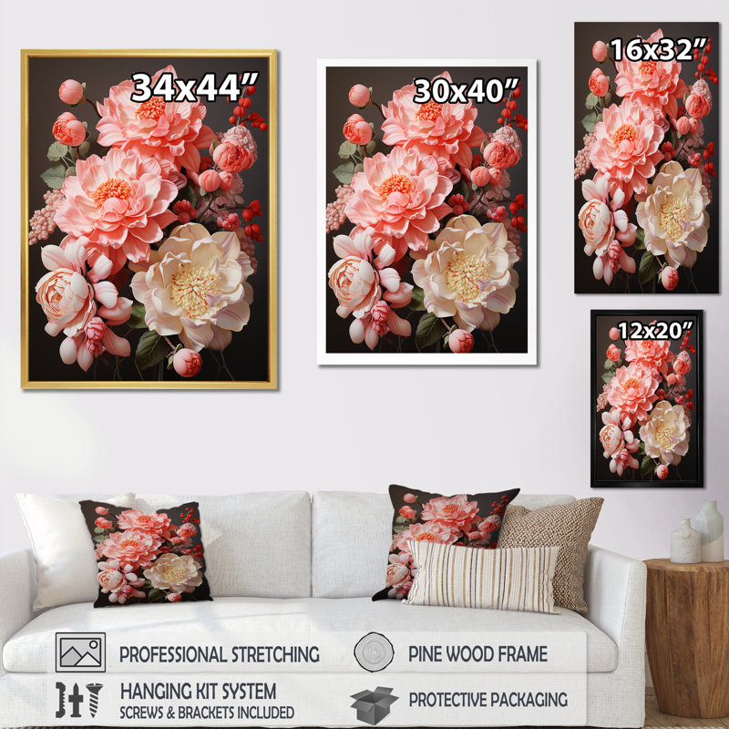 Coral Cluster Cactus Collage II - Cactus, reproduction sur toile, H 40 po x l 30 po x P 1,5 po, Cadre naturel flottant