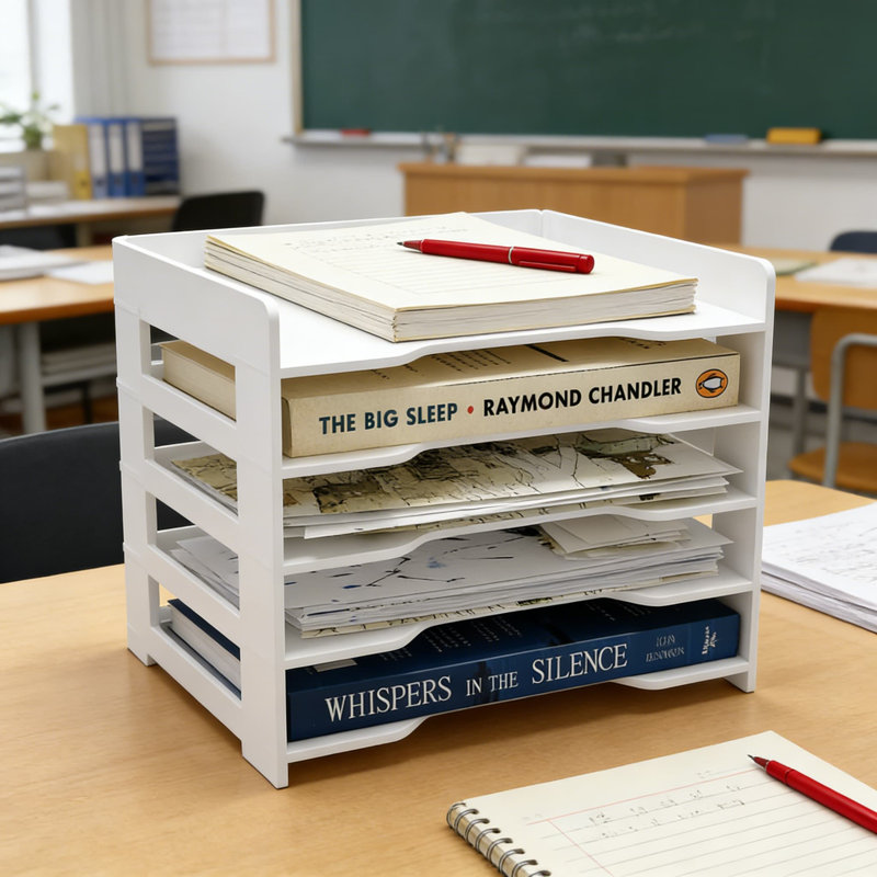Organisateur de bureau à 5 niveaux et porte-classeur avec plateau à courrier, trieur de papier multicouche pour documents de bureau, dossiers et papeterie