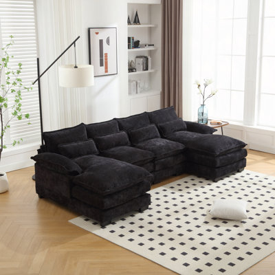 Chenille, High Quality Sponge Filling, Solid Wood Frame, Four-Seater, U-Shaped Combination Sofa