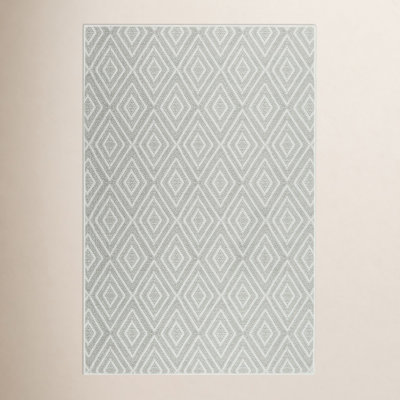 Diamond Platinum White Washable Geometric Rug