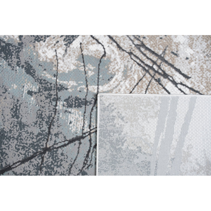 Tapis abstrait minuit veiné - gris et beige, Rectangle 10 pi x 13 pi