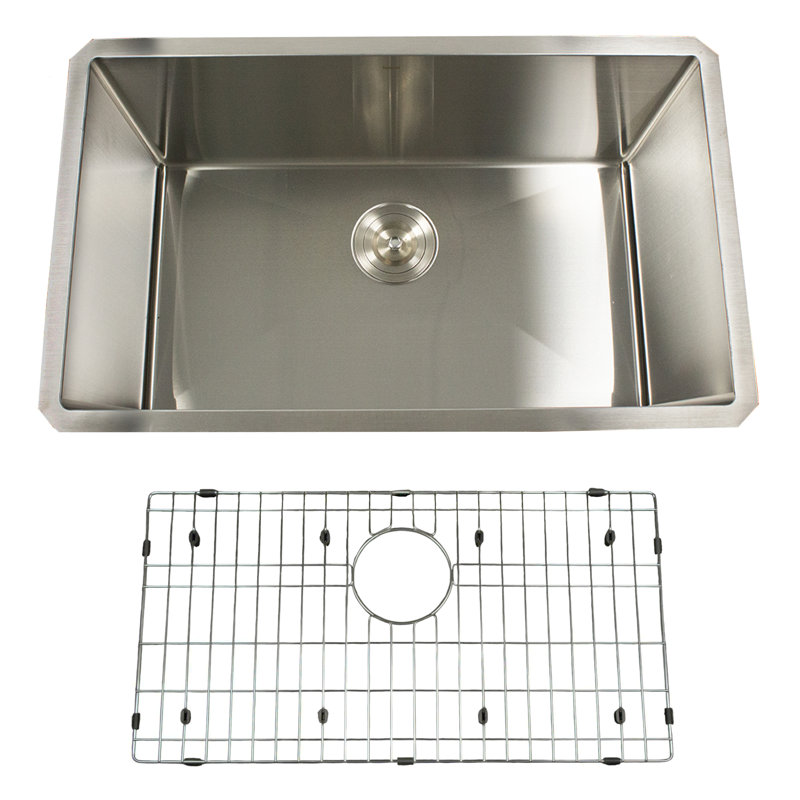 30"  Single Bowl Undermount Small Radius Corners Stainless Steel Kitchen Sink