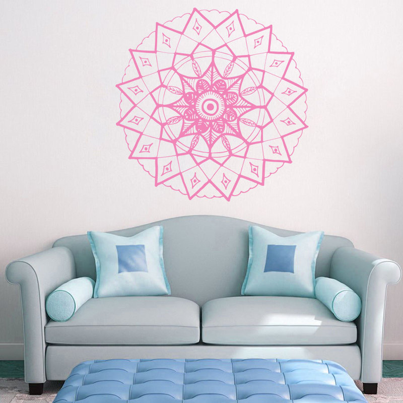 Adhésif décoratif mandala yoga, H 20 po x l 22 po, Rose tendre