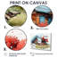 Maison de campagne bleue avec arbre rouge - impression d'art mural paysage-33056750-33056741