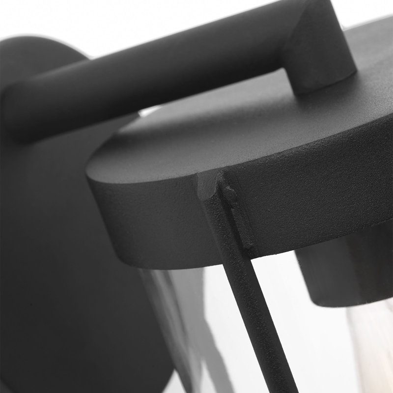 Luning Small Lantern from Generation Lighting , 10" H x 6.125" W x 7.875" D, Textured Black, Transparent