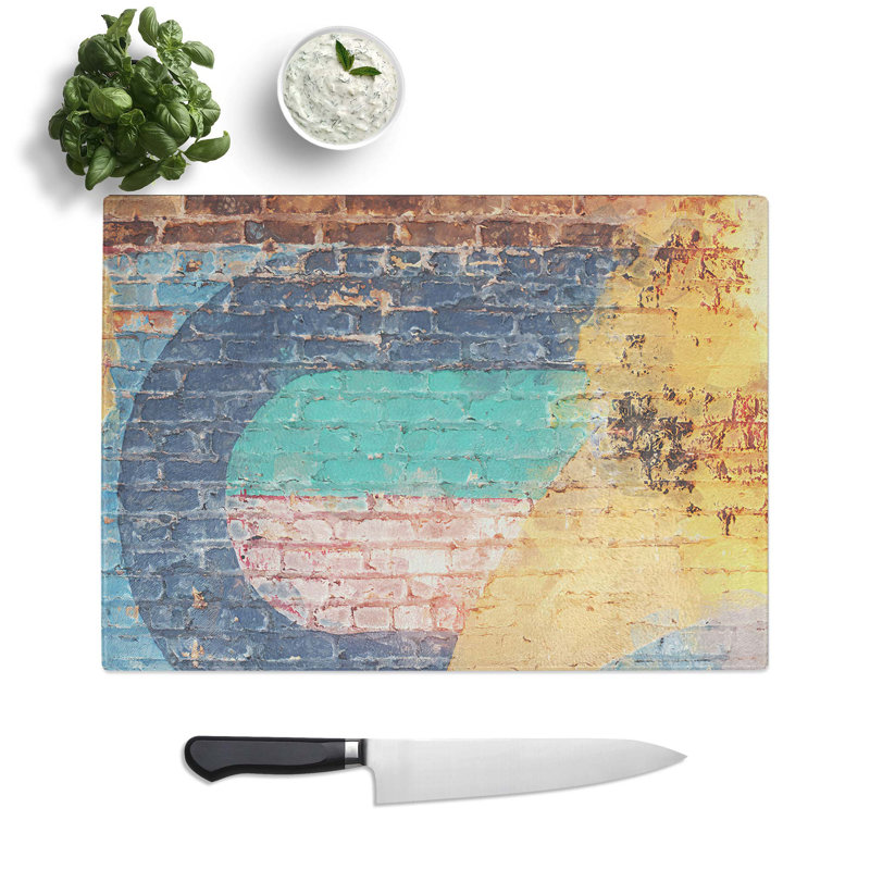 Tempered Glass Wall Moves in Abstract Chopping Board, 28.5 cm W x 20 cm L