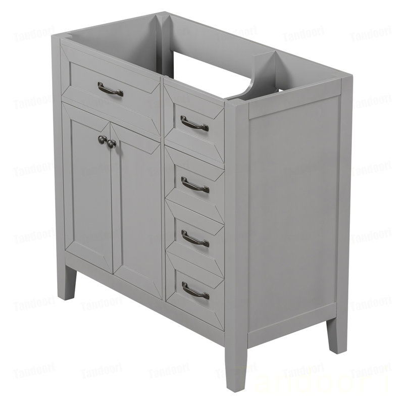 Meuble-lavabo de salle de bain sans lavabo, base d'armoire seulement, armoire de salle de bain avec tiroirs, structure solide et panneau de fibres à densité moyenne