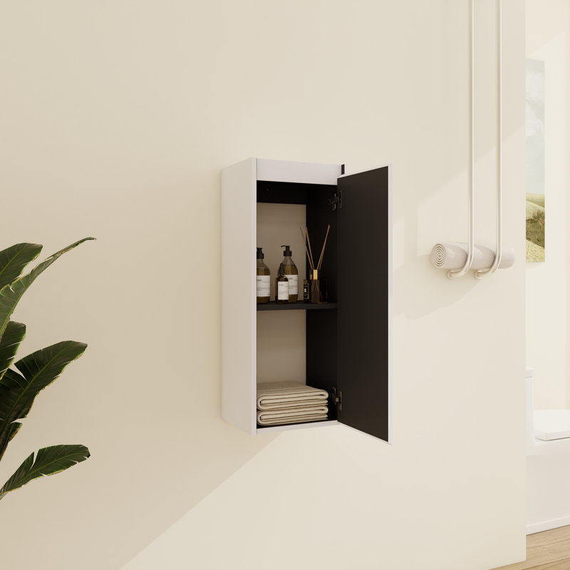 Cranor Wall-Mounted Bathroom Cabinet with Open & Closed Storage, 29.55" H x 12" W x 9.86" D , White