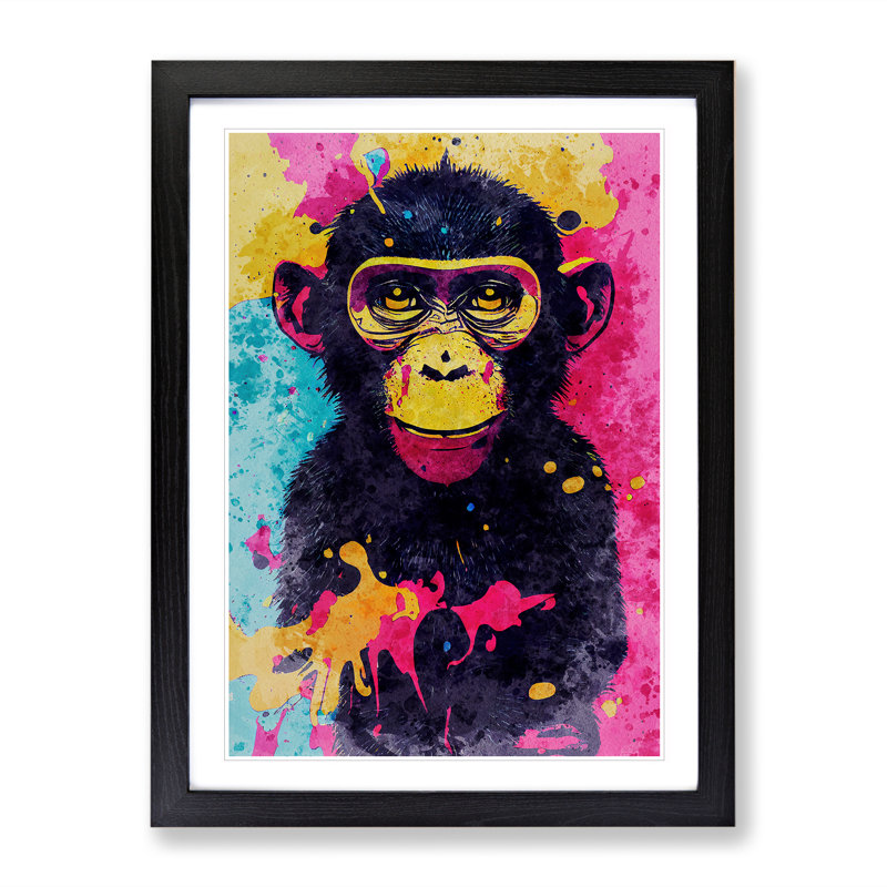 Monkey No.4 - Framed Print, Black, 64cm H x 46cm W x 2cm D