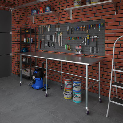 Stainless Steel Open Base Work Table with Wheels