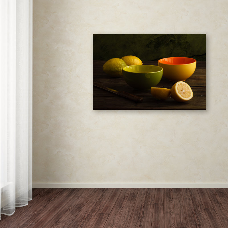 Wrapped Canvas Wall Art - Luiz Laercio 'Lemons' Wall Art for Living Room, Bedroom, or Office Décor - 12x19, 12" H x 19" W