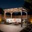 Pavillon de jardin pergola en bois 13 'x 6,5' avec toit en métal, ampoules, comptoirs de bar pour patio, cour ou piscine.
