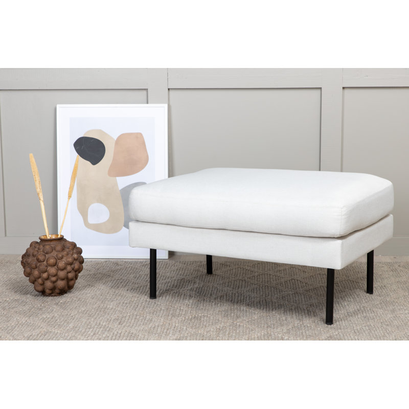 Dareon 64cm Wide Velvet Rectangle Ottoman, Light Beige