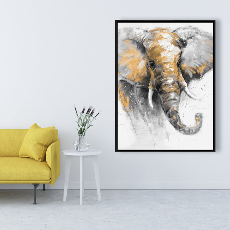 Magnifique impression d'éléphant doré sur toile