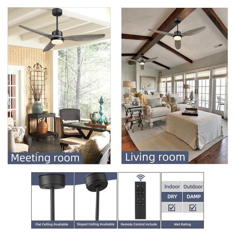 52'' Ceiling Fan with LED Lights, Grey