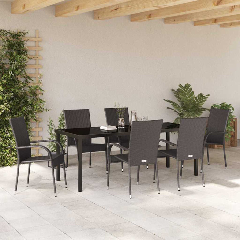Eliezel 6 - Person Patio Dining Set with Rectangular Table, Brown