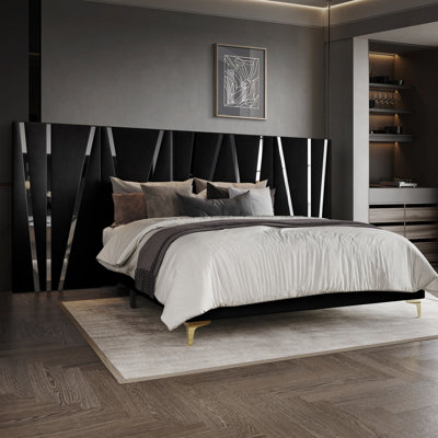 QUEEN SIZE WALL BED IN BLACK VELVET