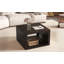 Square Coffee Table For Living Room In Dark Brown Farmhouse Coffee Table With Storage,2-Tier  Centre Table With Half Open Storage Compartment