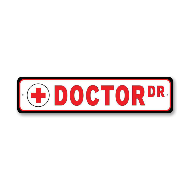 Plaque en aluminium Doctor Street, H 4 po x l 18 po x P 0,04 po