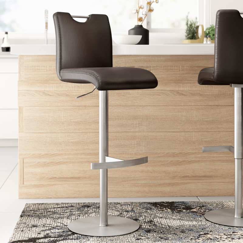Alida Swivel Upholstered Adjustable Height Counter Stool with Metal Frame, Cappuccino