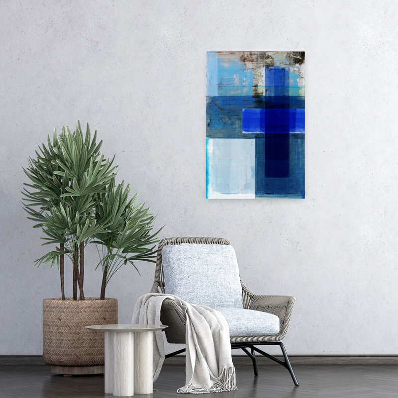 Art contemporain contemporain abstrait géométrique Violet Coastal Landscape Art, H 24 po x l 16 po
