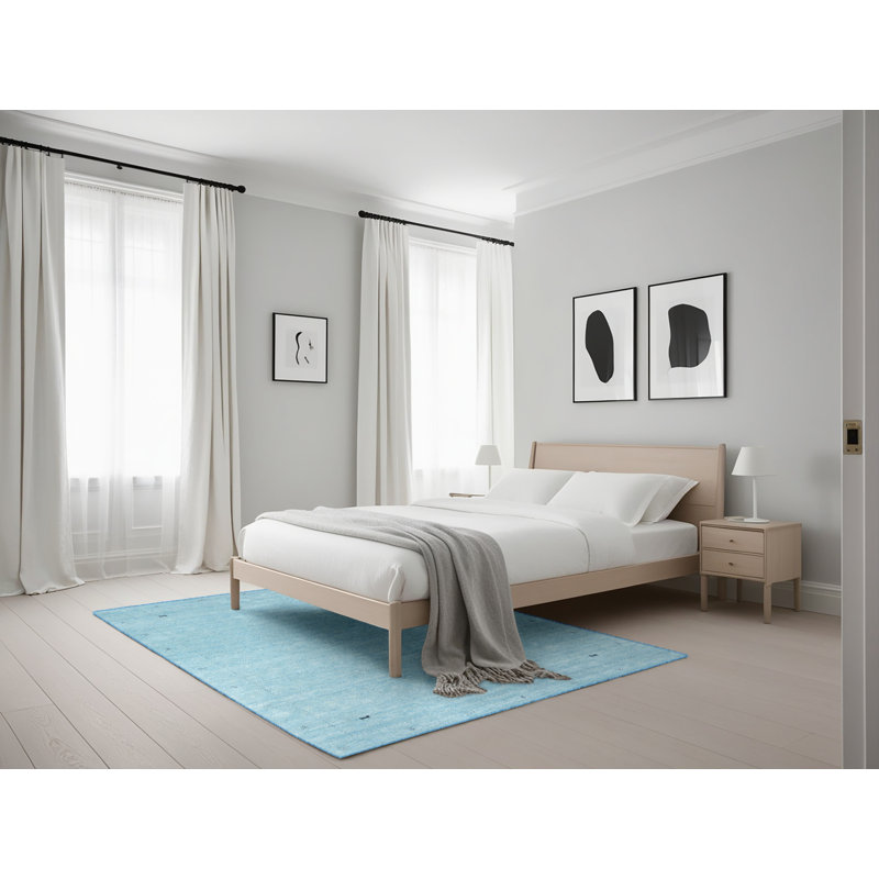 Tapis contemporain bleu, Rectangle 5 pi x 7 pi