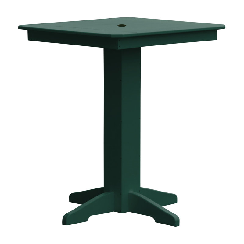 Neville Square Outdoor Bar Table With Umbrella Hole , in. W in. D, Turf Green, 33" W x 33" L x 42" H