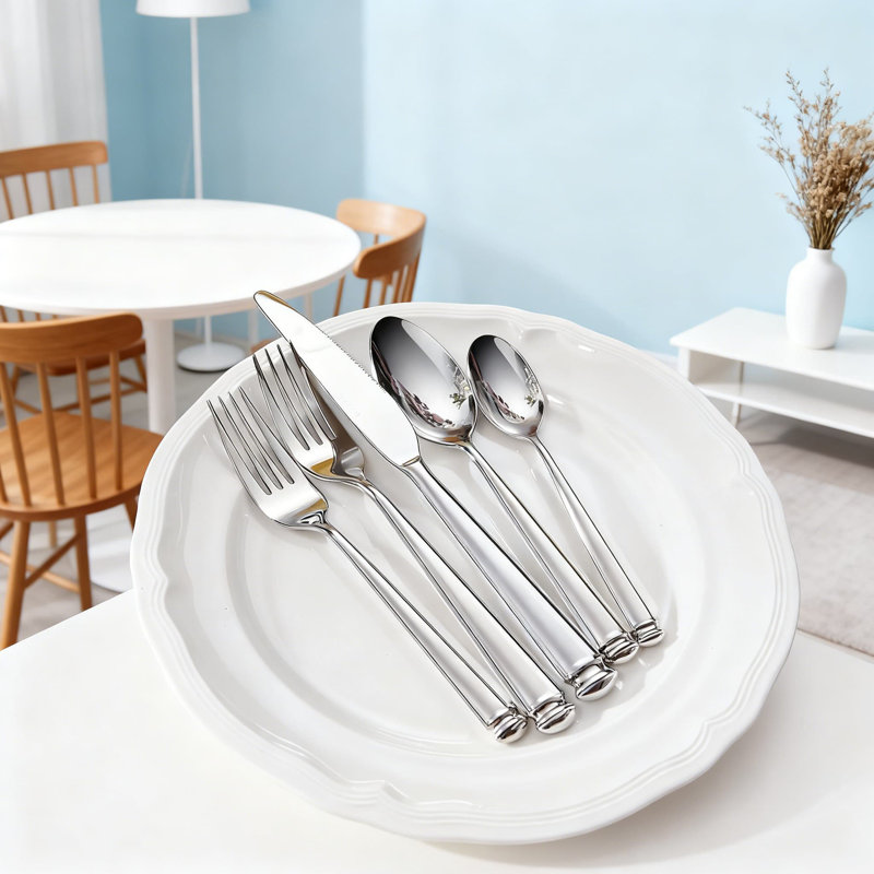 Regal 20-Piece Stainless Steel Silverware Set, 18/10 Dishwasher Safe Flatware With Tapered Column Handles For Formal And Everyday Dining