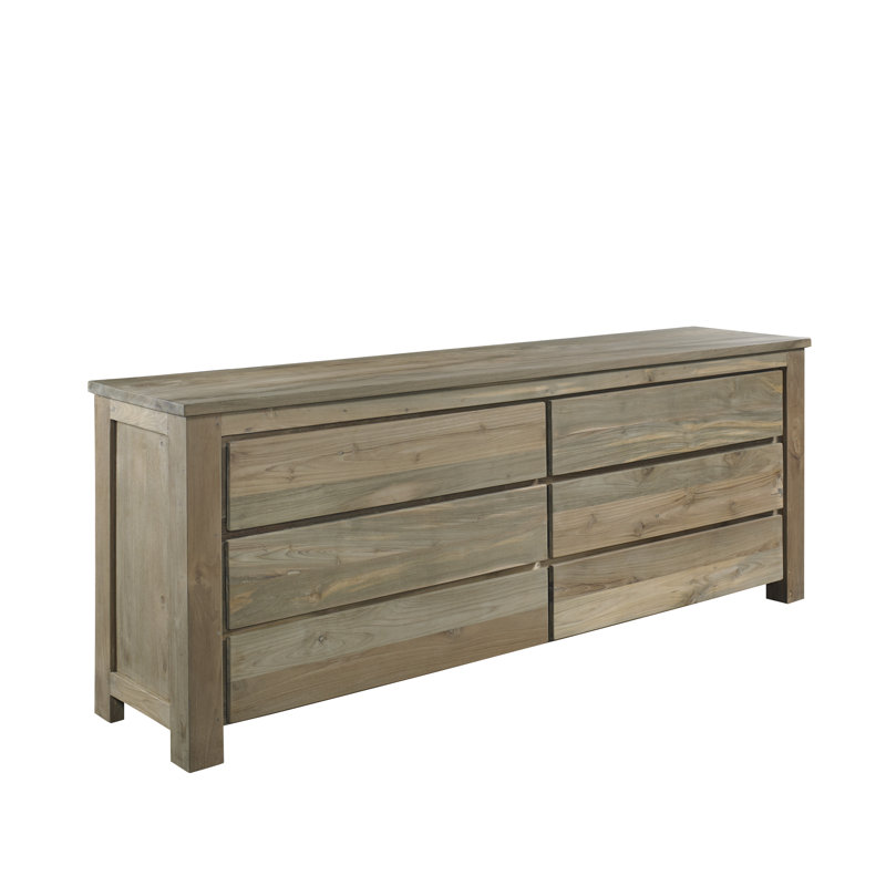 Darleena Teak Solid Wood 78.75 " W 6 - Drawer Dresser