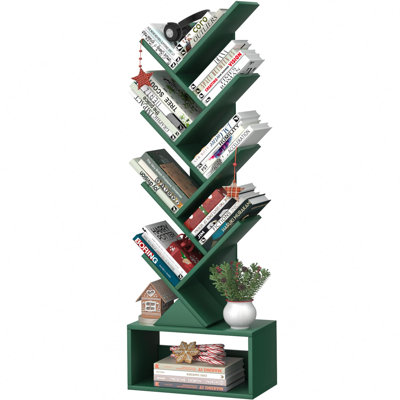 Bibliothèque à 9 étages pour arbre, bibliothèque pour espace restreint, étagère de rangement pour livres, bibliothèque de rangement pour bureau à domicile, salon, chambre à coucher