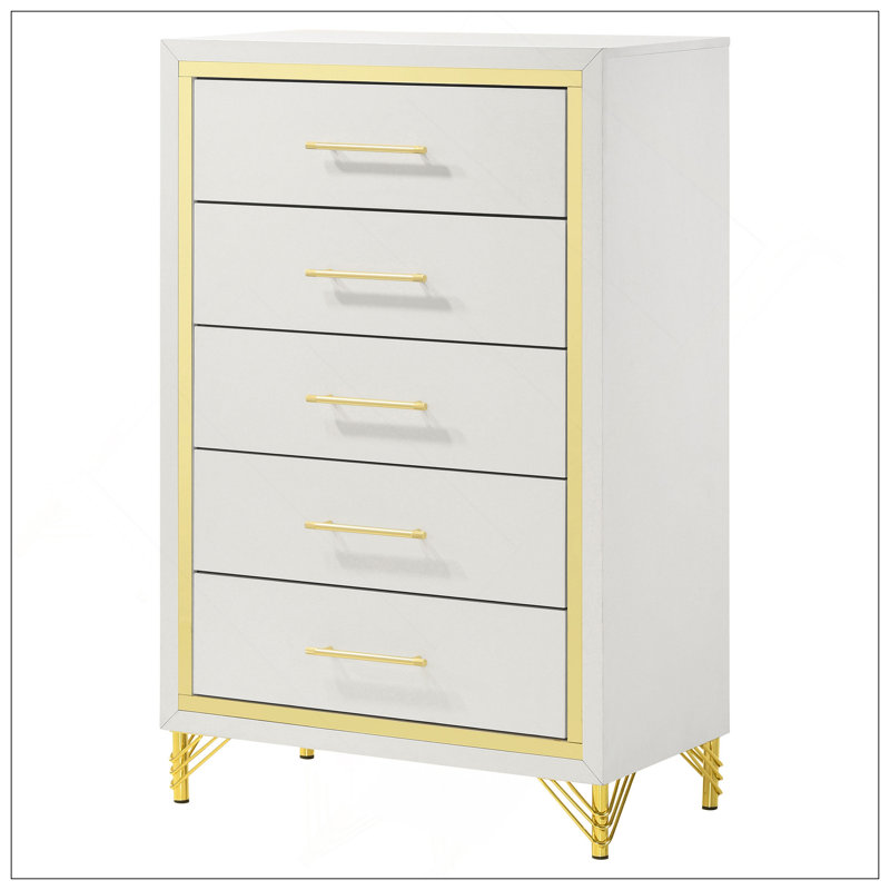 Commode blanche 5 tiroirs Chesney