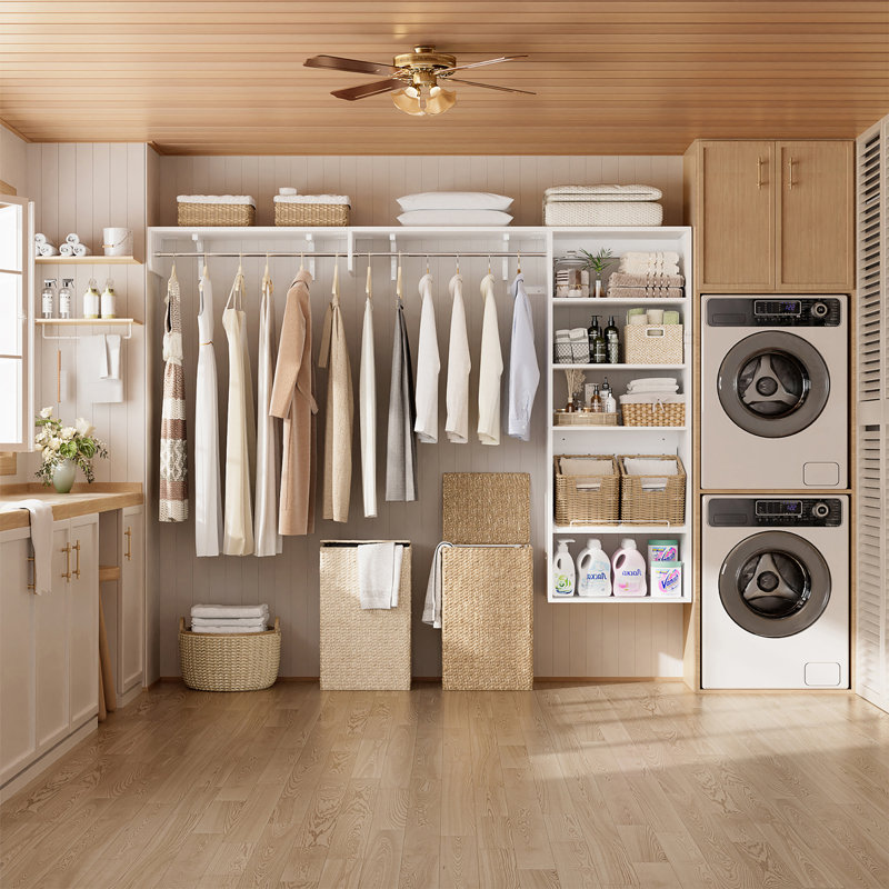 8Ft Wall Mounted Laundry Room Organizer, Satin
