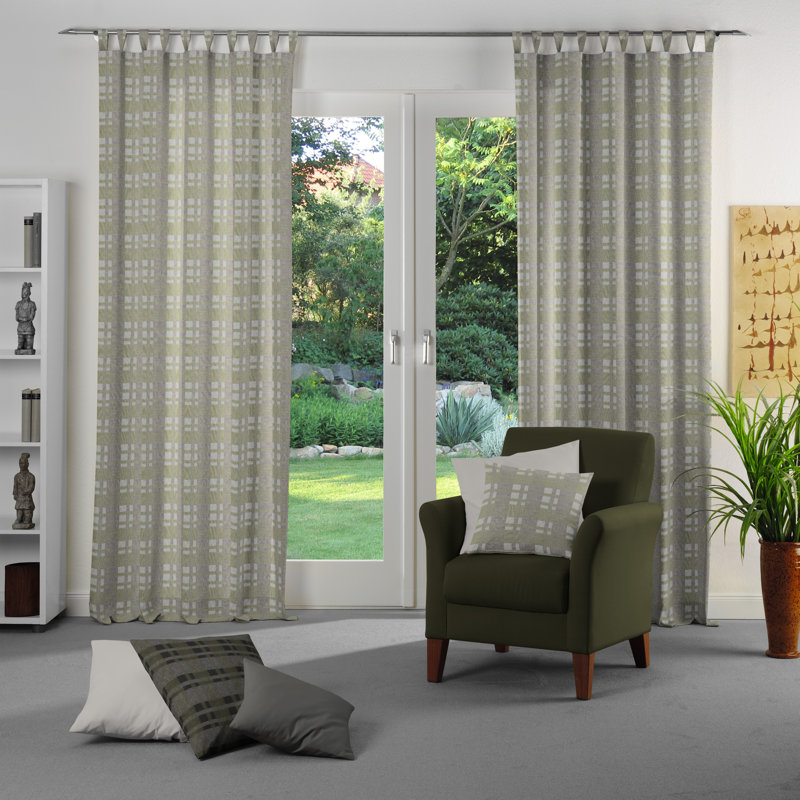 Devore Room Darkening Single Panel, 175cm H x 132cm W, Green/Beige