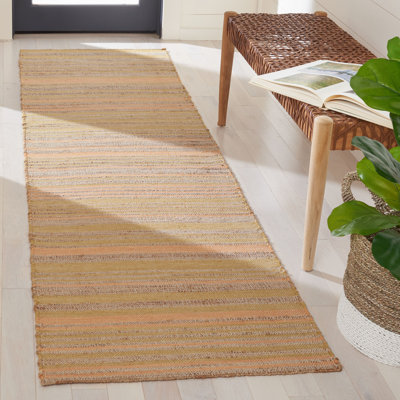 Tapis rayé en jute / laine tissé à la main Grice