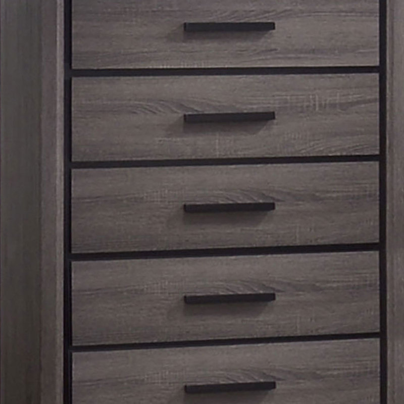 Commode en bois avec 5 tiroirs et poignée à tirer