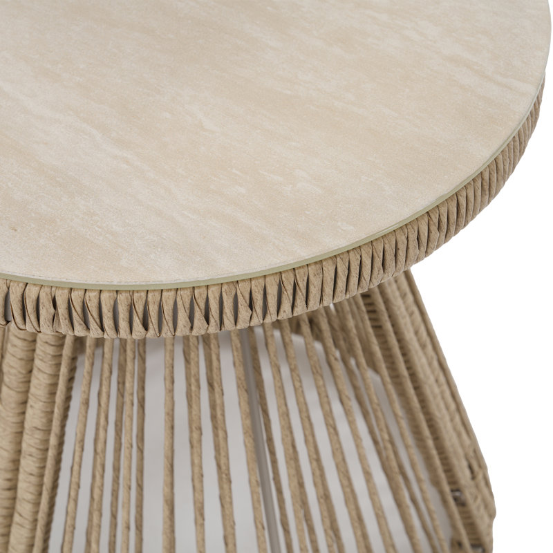 Fauteuil pivotant extérieur en osier 3 pièces avec table d'appoint