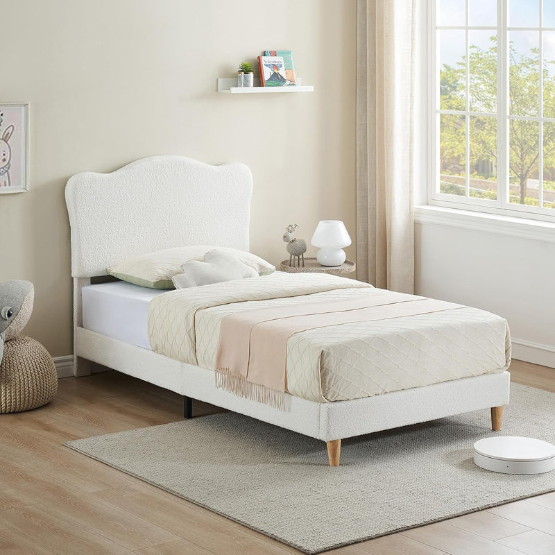 Twin Children's Upholstered Bed Frame, White