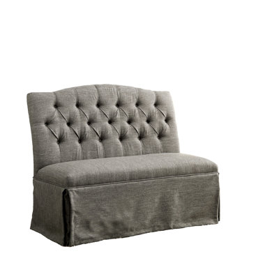 Causeuse transitionnelle capitonnée à boutons gris
