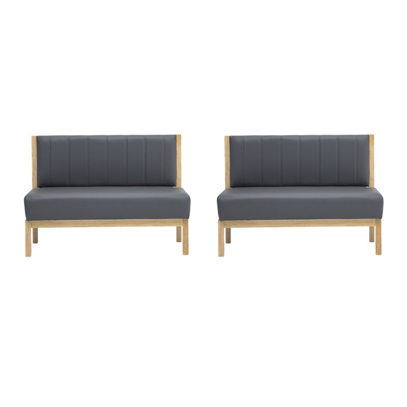 Simple Restaurant Casual Bench Faux Leather Upholstered Bench, Grey
